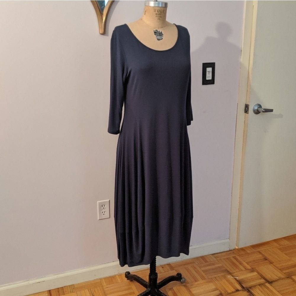 Eileen Fisher Navy Blue Knit dress - Picture 2 of 7